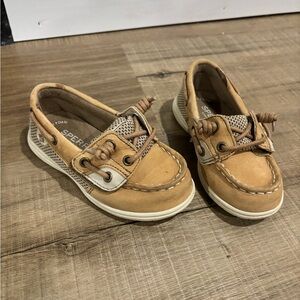 Sperry Tan Shoes with Leather Laces and Velcro top